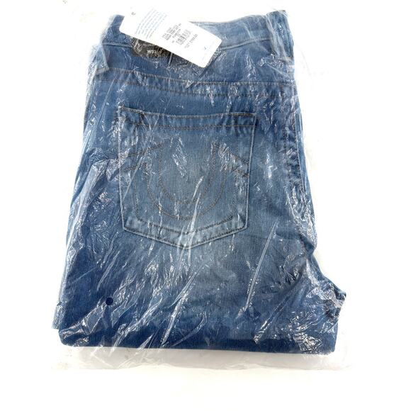 True Religion Terra Cotta Indigo Joey Terry Mid Rise Flare Flap Jeans Size 33 - Picture 4 of 9